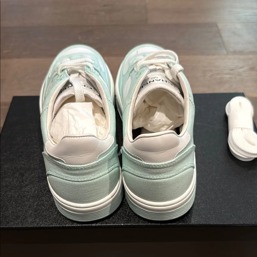 New CHANEL 24C Cruise 2024 Light Turquoise Trainers Sneakers